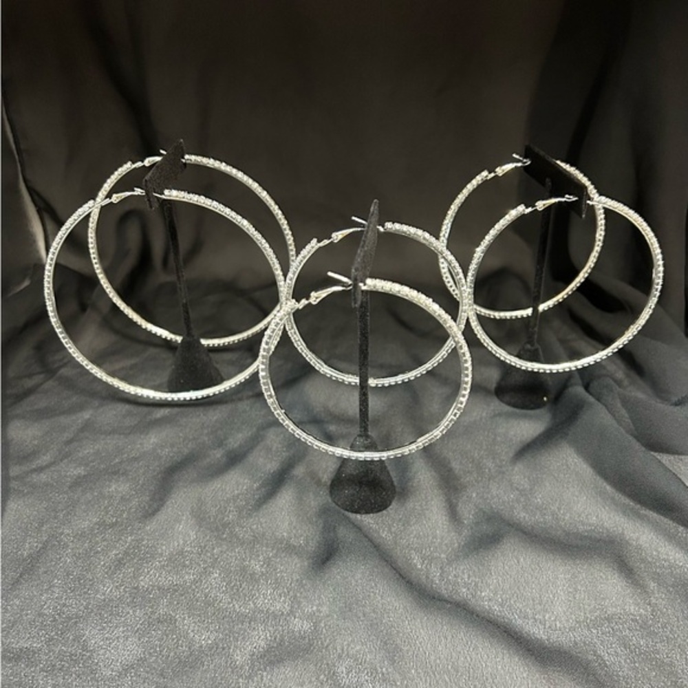 Elegant faux diamond Hoop Earrings - Picture 1 of 10